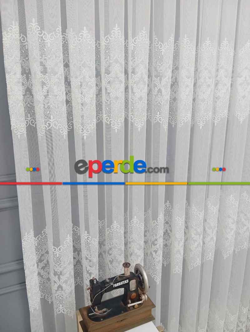 Yatak Odası Tül - Hürrem Model Tasarım Ara Nakışlı Salon Tül Perdesi