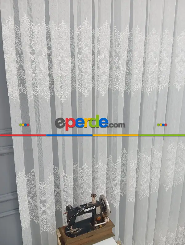 Hürrem Model Tasarım Ara Nakışlı Salon Tül Perdesi