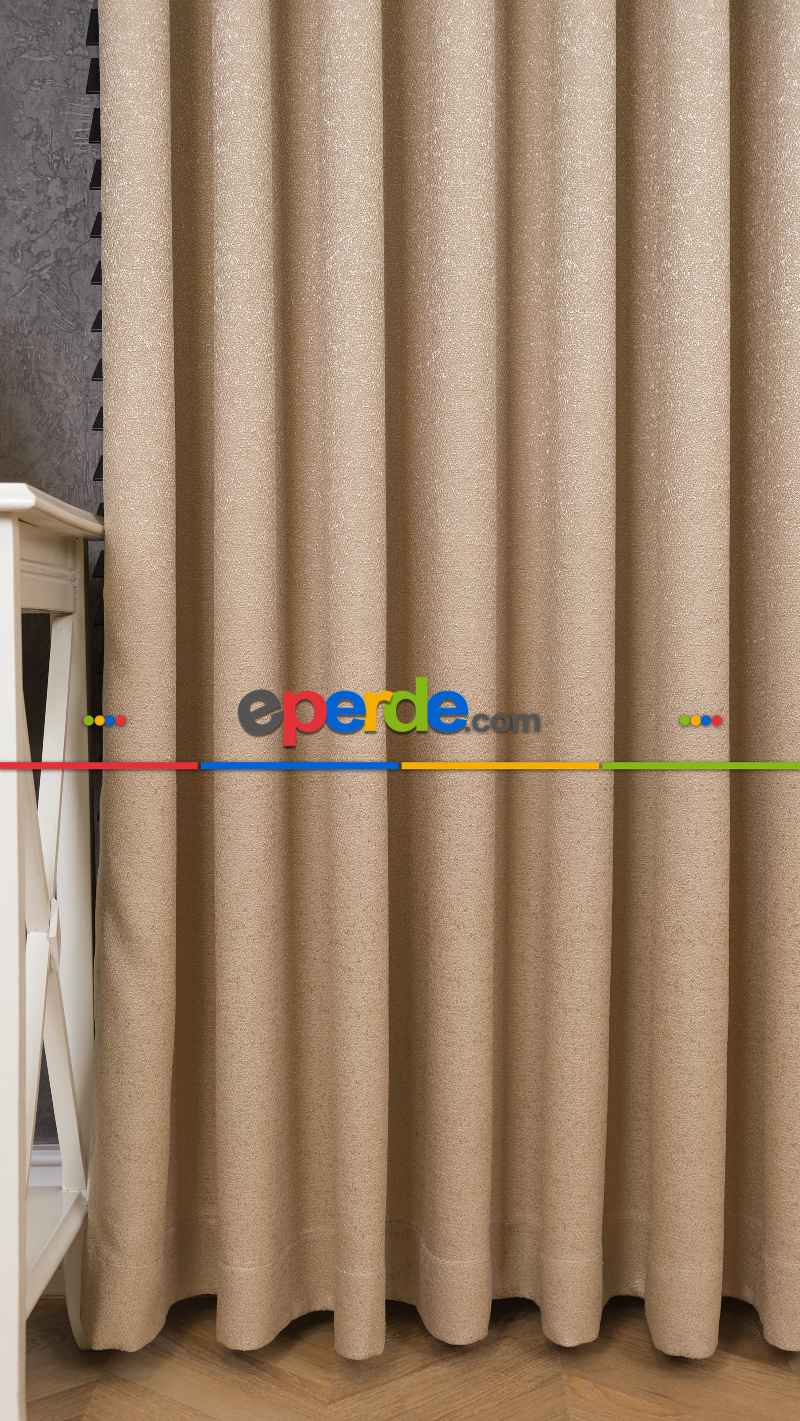 Bej Premium Jakar Dokuma Fon Perde, 33 Farklı Renk Parlak Zemin