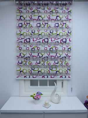 Spor Desenli Zebra Perde- Mor-Açık Yeşil