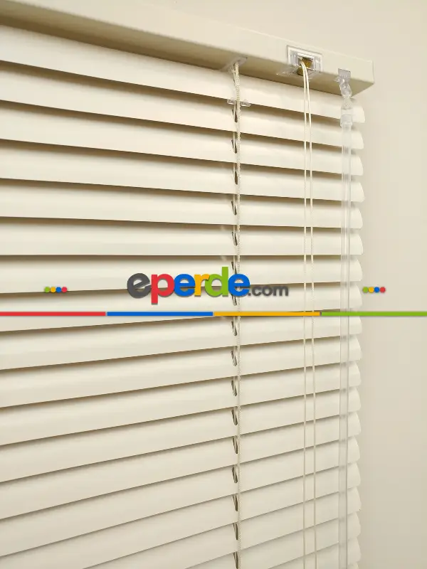 %40 İndirimli 1. Kalite Ekru - Alüminyum Jaluzi Perde - 25mm Kalınlığında- Krem Açık