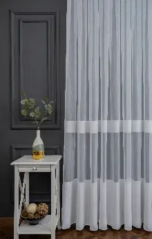 Genç Odası Bantlı Fantazi Dökümlü Ütü İstemeyen Tül - İtinalı Dikiş Garantisi - Kurşunlu Tül