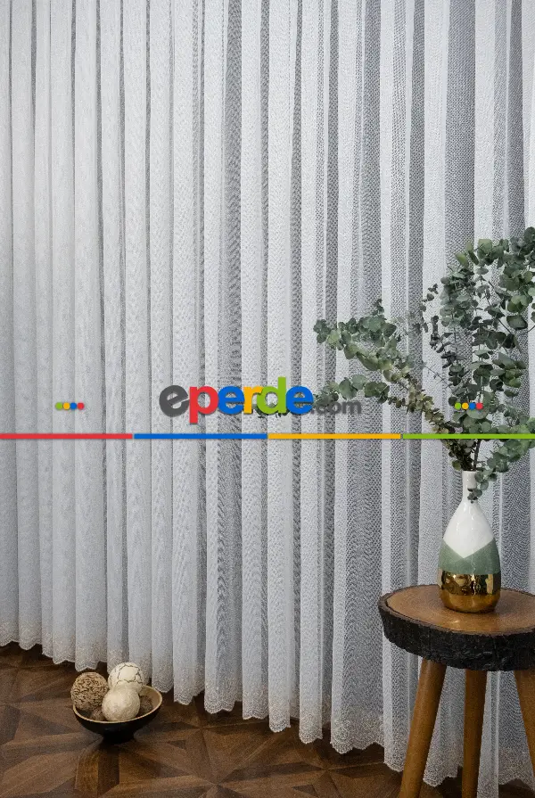 Salon Tül Perde - Şehrazat Fransız Danteli Etek Ucu Gold Nakışlı Örme Tül