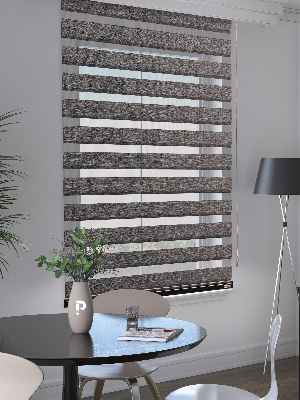 Koyu Gri Renk Bambu Stor Zebra Perde Yüksek Kalite Alüminyum Kasa Soft Bamboo