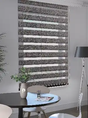 Koyu Gri Renk Bambu Stor Zebra Perde Yüksek Kalite Alüminyum Kasa Soft Bamboo
