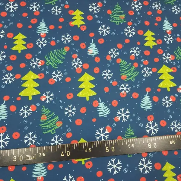 Yılbaşı Desenli Fon Perde Evm993 Kumaşı Kalındır Duck Bezi Değildir- Yeşil-Sarı