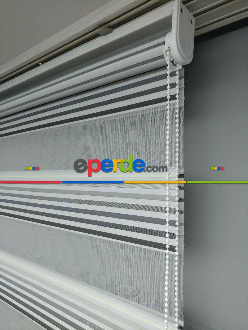 2025 Sezonu - Degrade Renk Geçişli Geniş Pileli (pilise) Zebra Perde- Gri