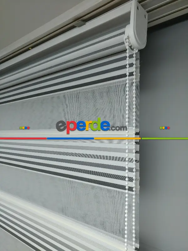 2025 Sezonu - Degrade Renk Geçişli Geniş Pileli (pilise) Zebra Perde- Gri