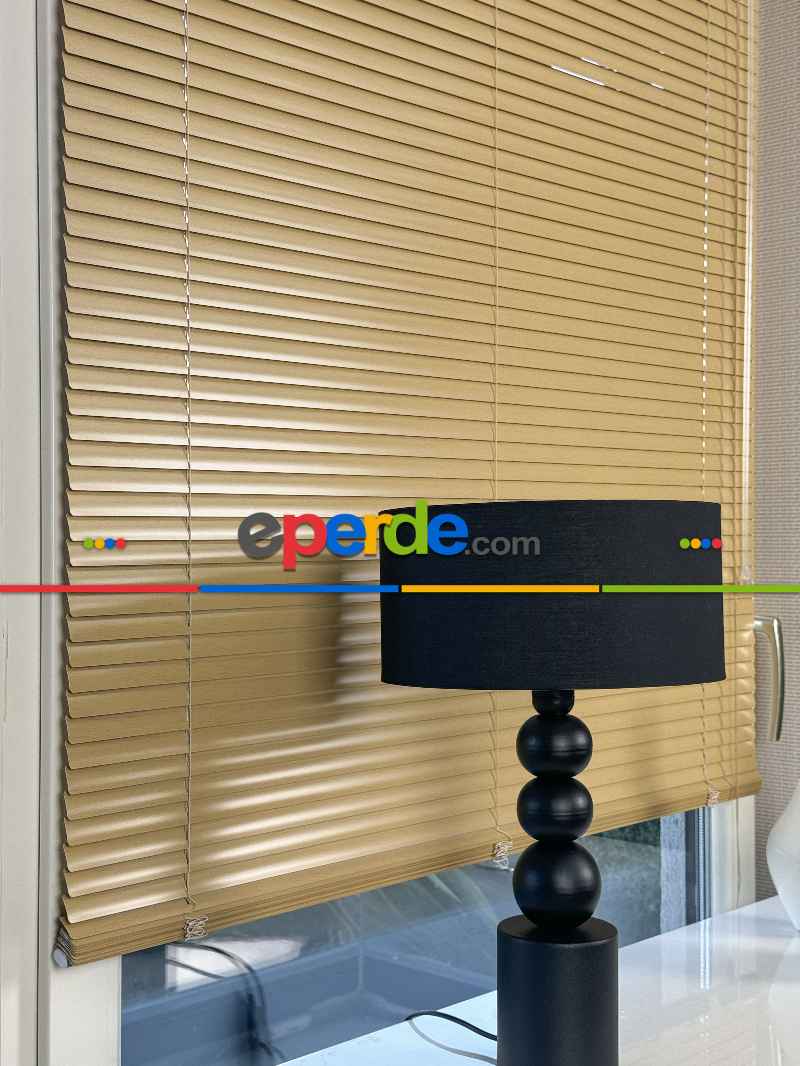 Açık Ahşap Efektli Alüminyum Jaluzi Perde - 25mm