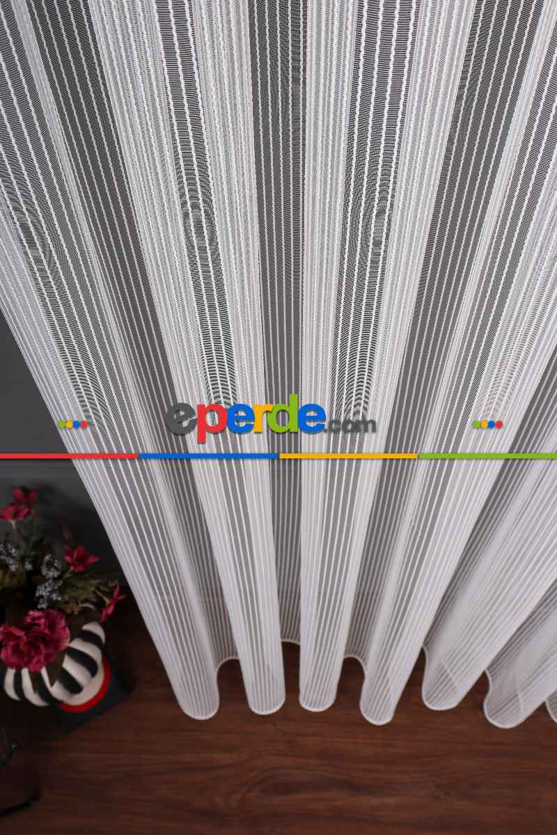 İnci Çizgili Makarna Armür Tül Perde Grz 2118