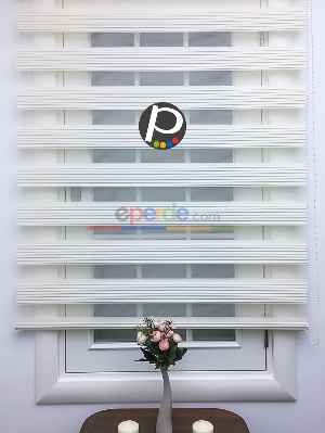 Plise Zebra Perde - Krem- Krem