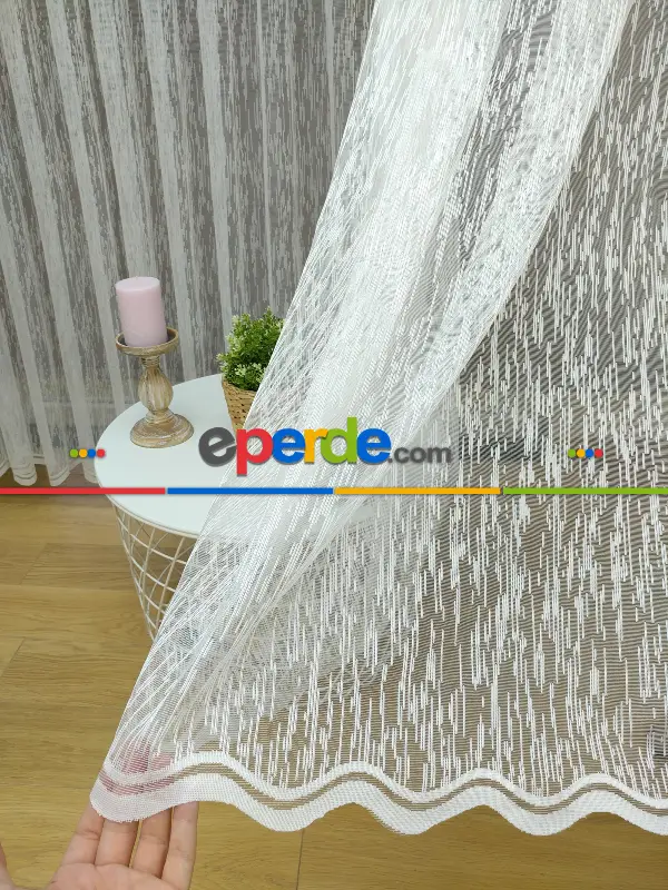 Kampanya Spor Desen Çizgili Fransız Dantel Tül Perde 