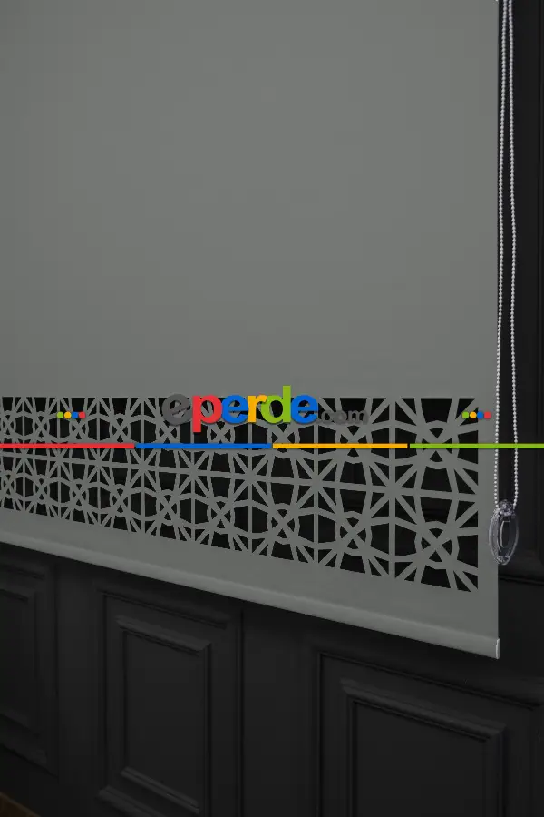 Salon Stor - Açık Gri Renk Lazer Kesim Mat Stor Perde (ister Düz - İster Lazer Kesimli Satın Alın)