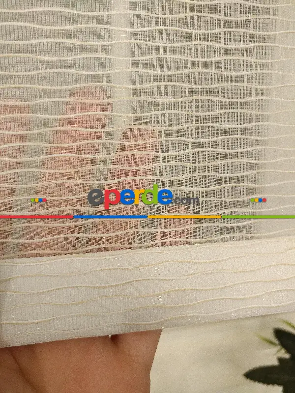 Çiftli Sistem Tül Stor Beyaz Krem Boğma Tül- Beyaz-krem