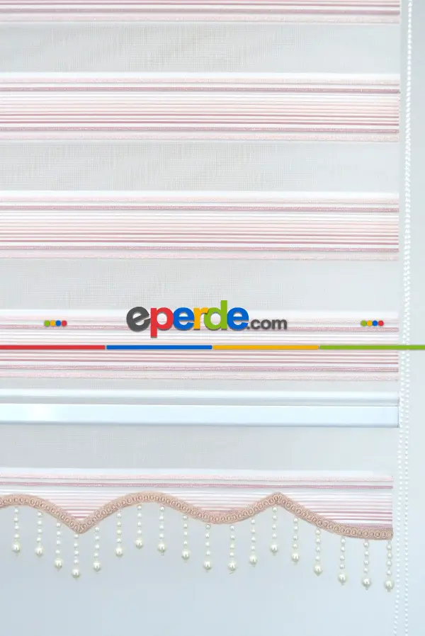 Salon Zebra - Pudra Pembe Plise Zebra Zebra Perde- Pembe Pudra Pembe