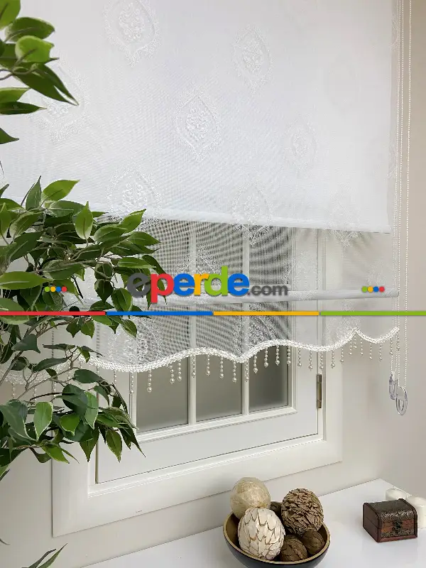 Çiftli Sistem Tül Stor Perde Ve Stor Perde- Ekru