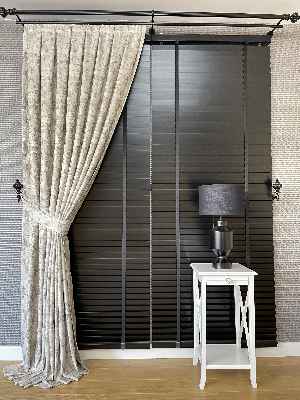 Bej Açık Kahve Desenli Jakar Fon Perde (285 En)- Kahve Açık