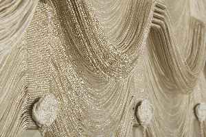 Drape Dar Bant Etek Ucu Şelale Krem Altın Simli