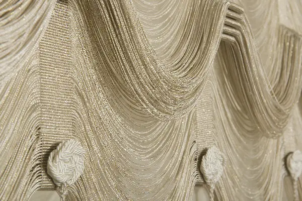 Drape Dar Bant Etek Ucu Şelale Krem Altın Simli