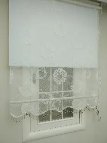 Mutfak Tül Stor Perde - Çiftli Sistem- Krem Açık