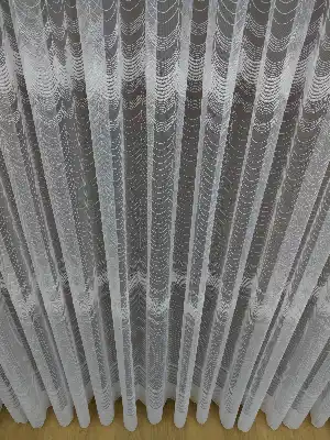 Balık Sırtı Brode İşlemeli Tül Perde- Ekru