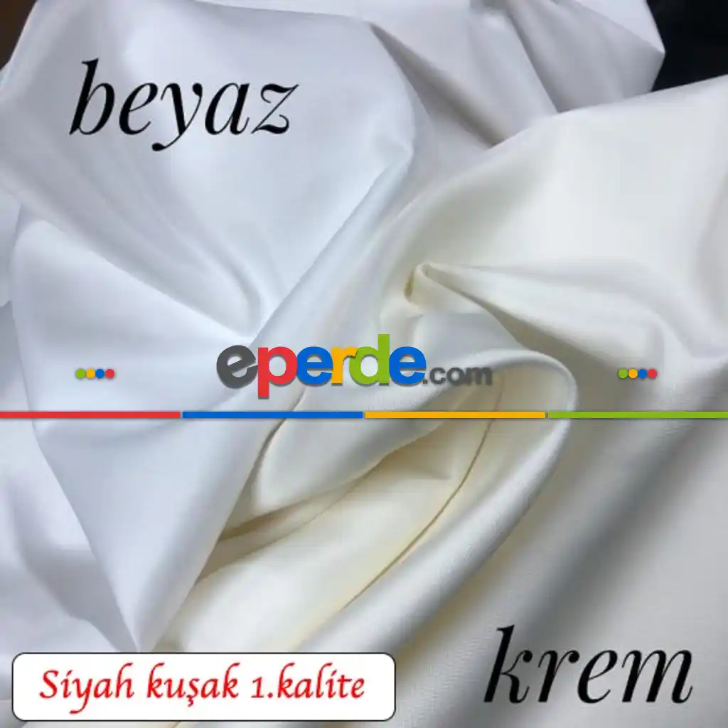 Krem Renk - Brillant Marka Güneşlik Perde - Üst Kalite - Siyah Kuşak Boy 260 Cm Kadar