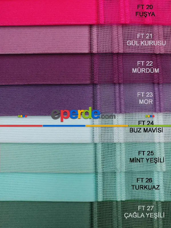 Salon - Akıllı Tül Perde 1. Kalite Çizgili Tül Dikey Zebra Perde Füme Gri Lila Ekru- Gri-Füme-Antrasit