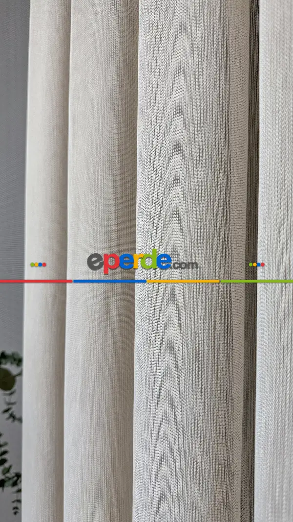 Mutfak Tül Krem Keten Düz Tül Perde - Ağır Gramajlı Premium