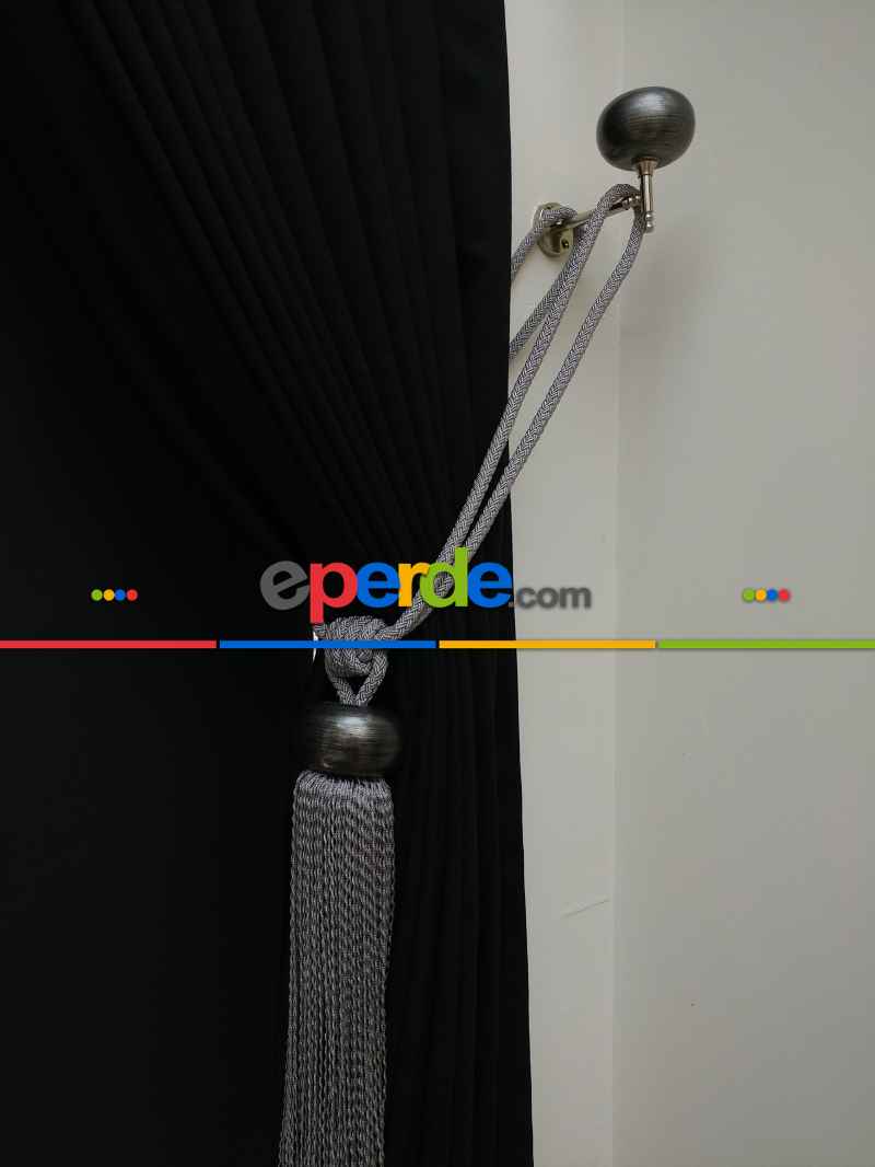 Siyah Düz Renk Dökümlü Fon Perde (150)- Siyah