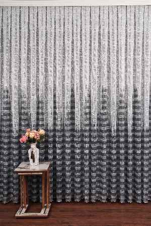 Genç Odası - Modern Çizgili Baskılı Örme Tül Perde- Gri ( Degrade Geçişli) 2022 Özel Seri