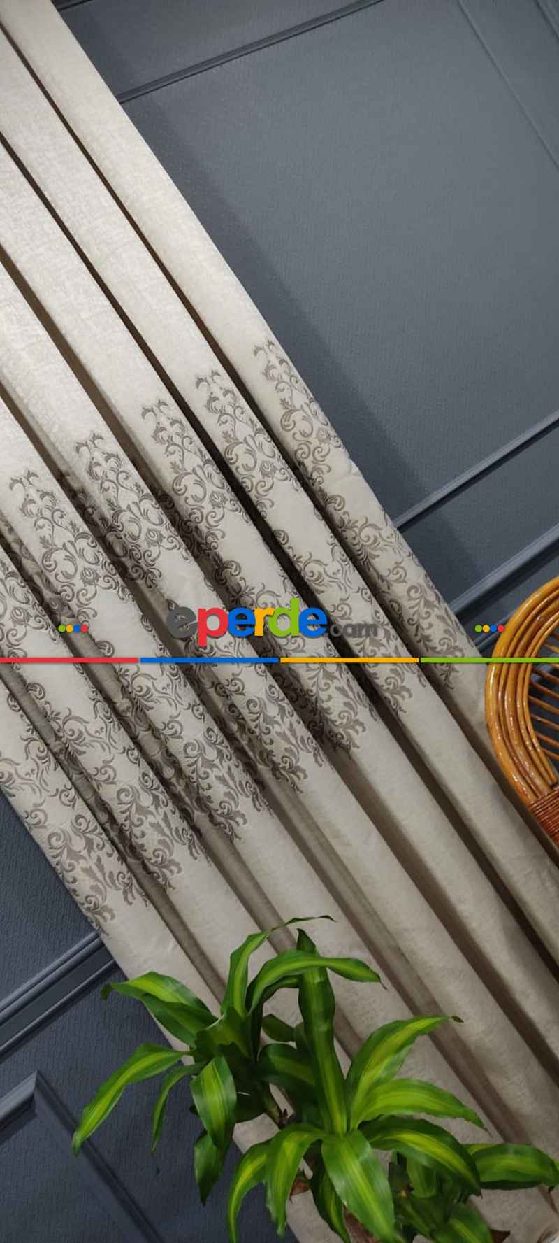 Salon Fon Perde - Damask Desenli, Krem - Kahverengi, Dokuma Fon Perde, Adet Fiyatıdır, Bordürlü Fon Perde - İstediğiniz Boy Ölçüsünde Dikilir - 50 İla 100cm, Sık Pile Eninde Seçenekli 50cm X 1cm 