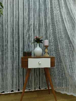 Mutfak Tül Perde Spor Desen - Ütü İstemez- Ekru