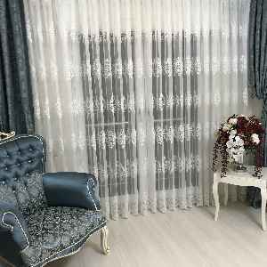 Tac Evrean00765 Damask Ütü İstemez Dökümlü Tül- Ekru