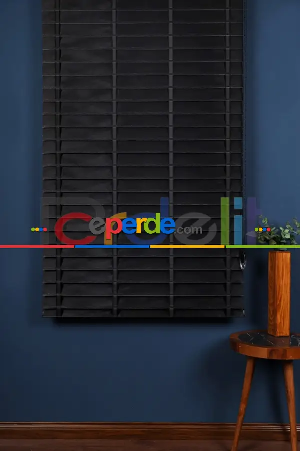 Siyah 50mm Silüet Kumaş Jaluzi Perde