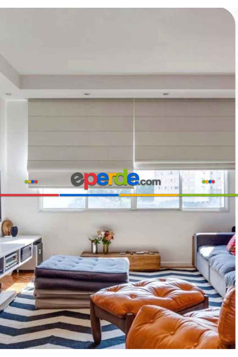 Genç Odası Bej Fon Kumaşından Katlamalı Perde