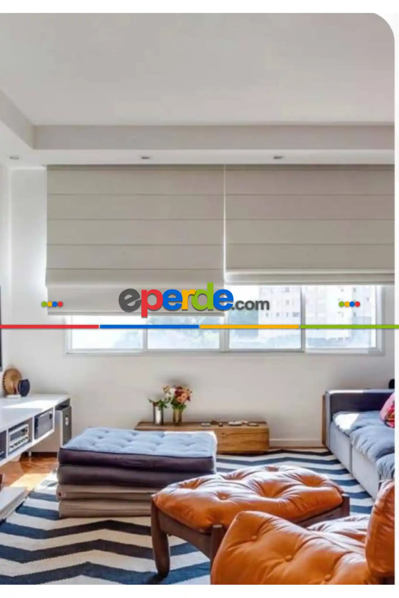 Salon - Bej Fon Kumaşından Katlamalı Perde