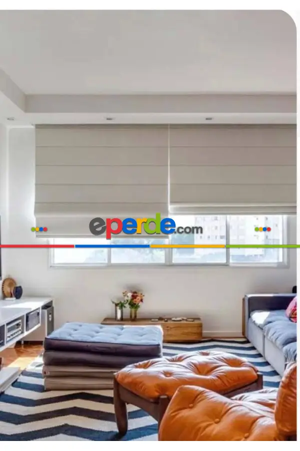 Salon - Bej Fon Kumaşından Katlamalı Perde