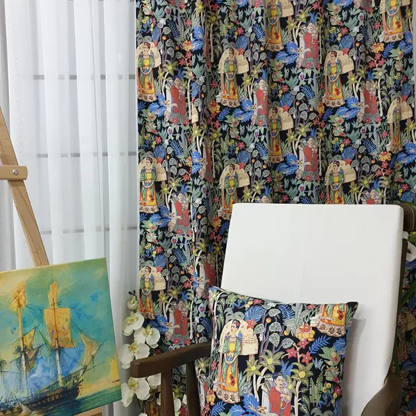 Popart Desenli Fon Perde Evmpopart4 Kumaşı Kalındır Duck Bezi Değildir- Çok Renkli 2