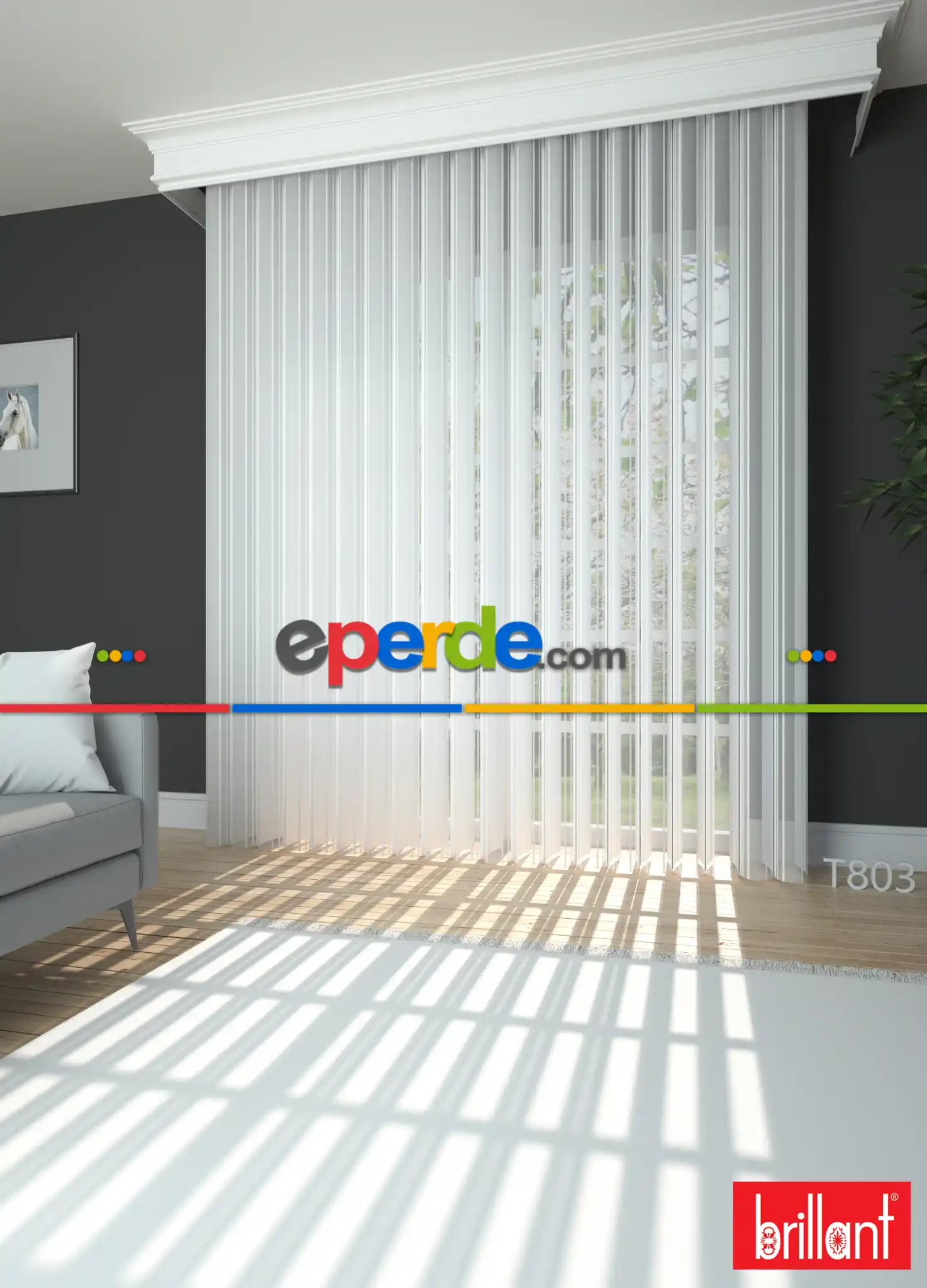 Brillant Akıllı Tül Perde Beyaz Renkli Tül Dikey Zebra Perde Düz 1. Kalite