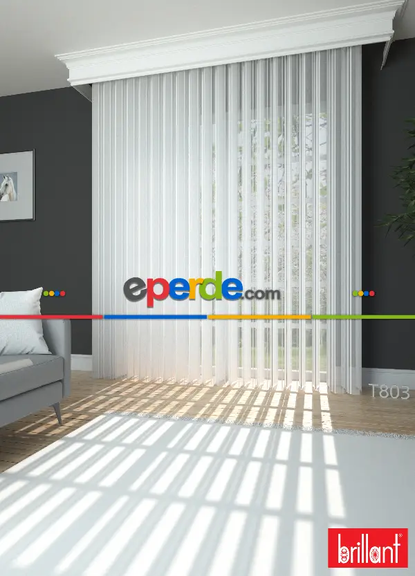 Brillant Akıllı Tül Perde Beyaz Renkli Tül Dikey Zebra Perde Düz 1. Kalite