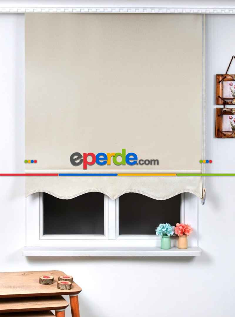 Brillant Krem Etek Dilimli Stor Perde- Krem