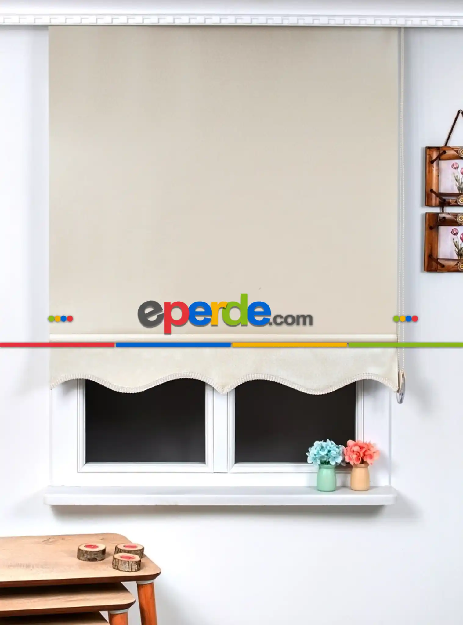 Brillant Krem Etek Dilimli Stor Perde- Krem