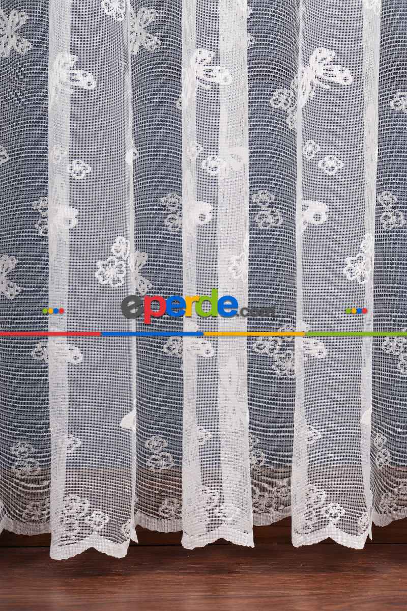 Çocuk Odası - Kelebek Desenli Örme Tül Perde