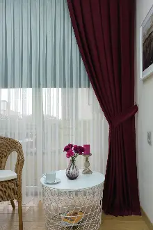 Soft Fon Perde Bordo Kumaş Kanat Yan Perde- Bordo