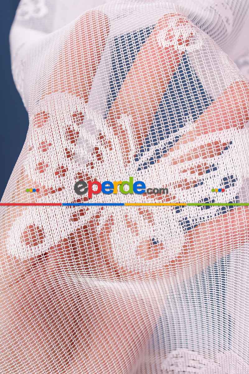 Kız Çocuk Ve Bebek Odası Tül - Pembe - Kelebek Desenli Örme Tül Perde