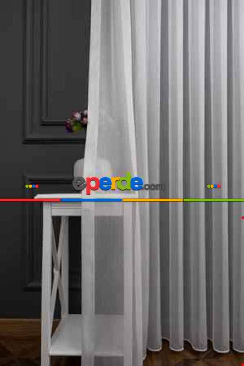 Mutfak Tül Çizgili Düz Modern Tül Perde Kurşunlu - Ütü İstemez 1.sınıf Kalite Kar600