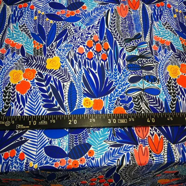 Rengarenk Çiçek Desenli Fon Perde Evm634 Kumaşı Kalındır Duck Bezi Değildir- Mavi-Kırmızı-Sarı-Turuncu-Çok Renkli