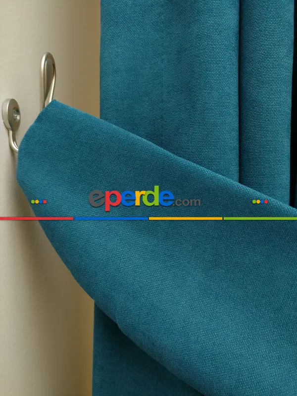 Salon Fon - Petrol Rengi - Düz Fon Perde (  Dökümlü Fon Perde)- Petrol Mavisi