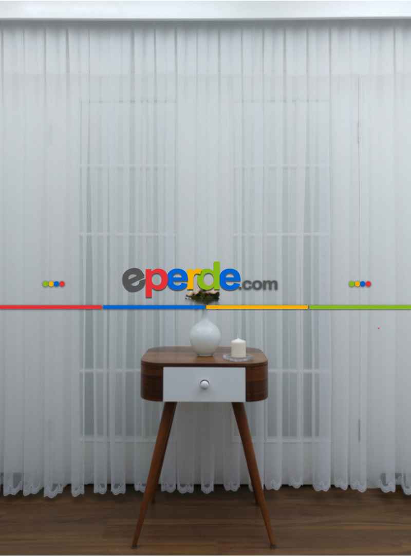 Yatak Odası - Grek Etek Ucu Nakışlı Modern Tül Perde