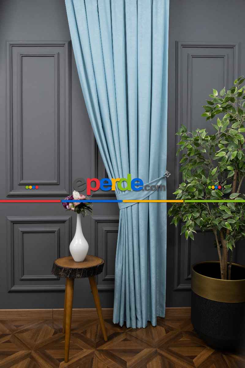 Salon - Soft Fon Perde Mint Yeşili Dökümlü En - Mint